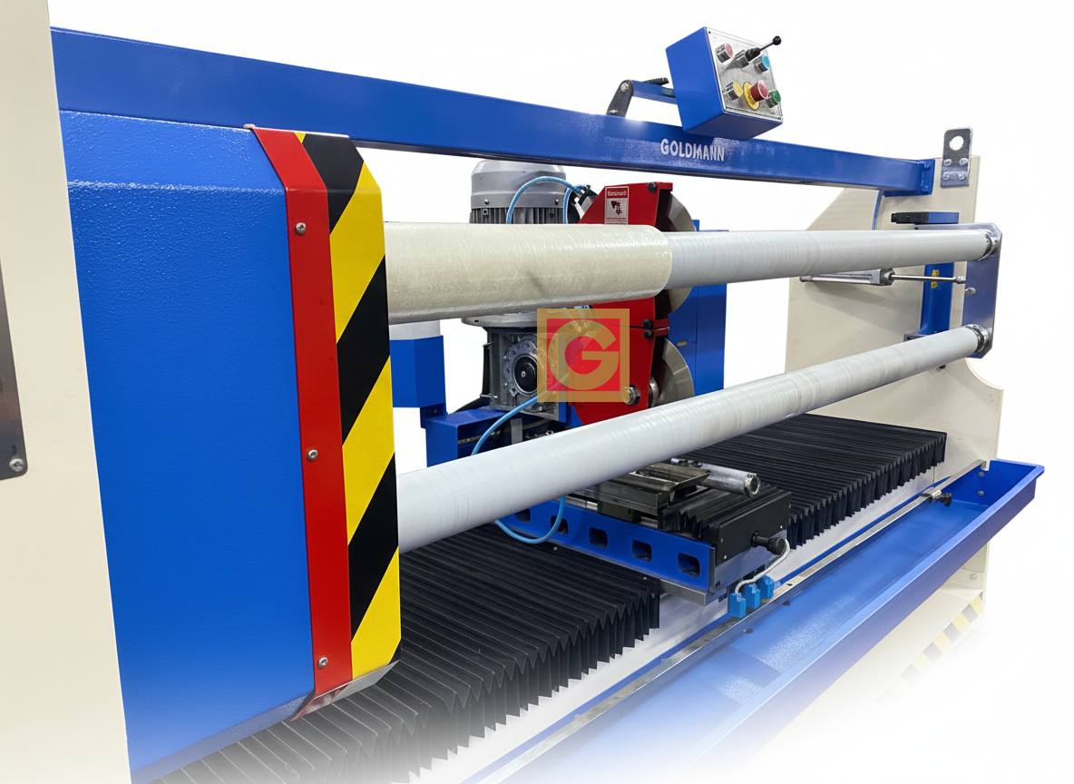Automatic log roll slicing machine by Goldmann Automatics (view 2)
