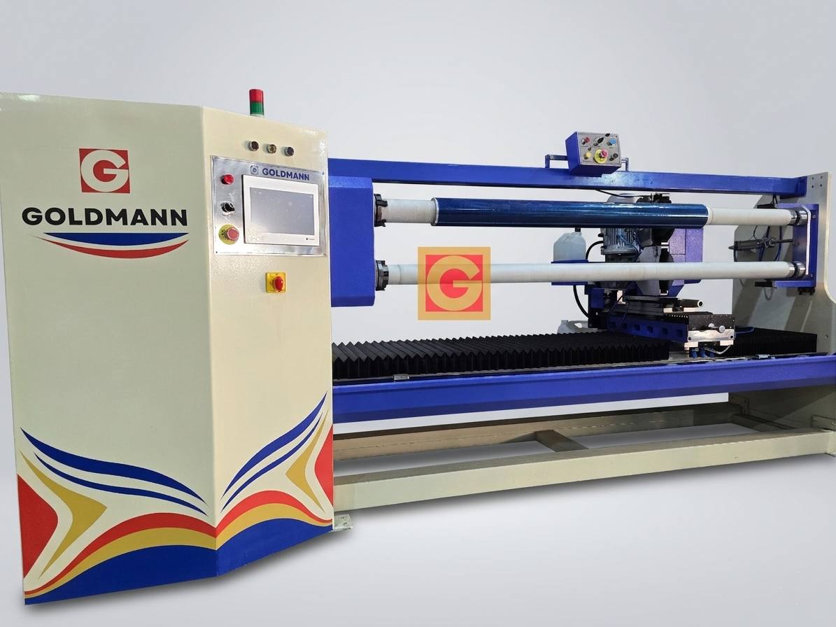 Automatic log roll slicing machine by Goldmann Automatics (view 4)