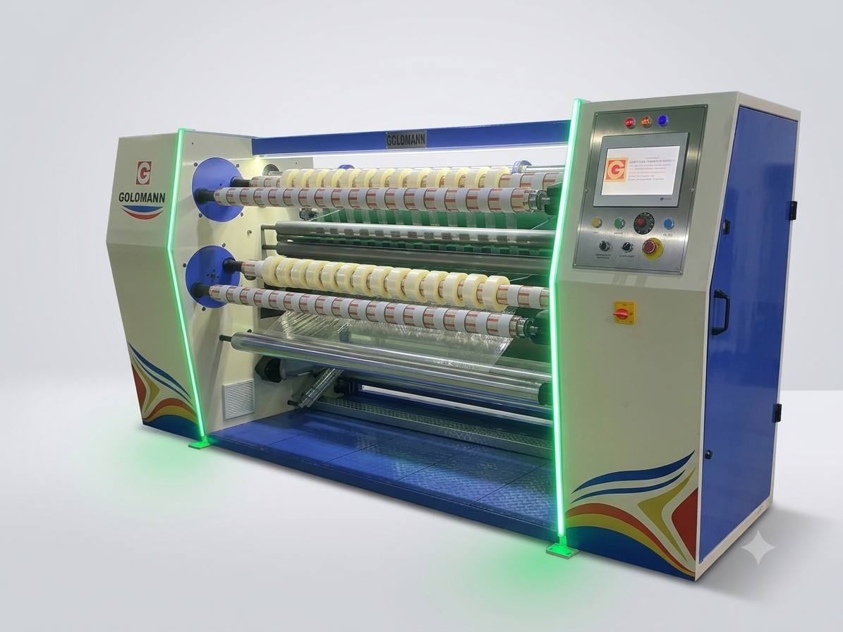 GA-SRT BOPP tape slitting rewinding machine by Goldmann Automatics (view 1)